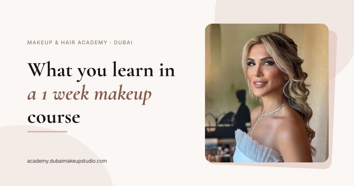 What You Actually Learn in a 1 Week Makeup Course in Dubai Makeup artist applying makeup during a one week intensive makeup course in Dubai at Makeup Studio Academy